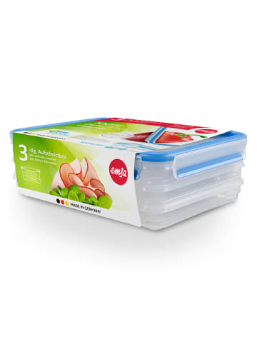 Emsa 3er-Set: Frischhaltedosen "Clip & Close" in Blau - 1 l