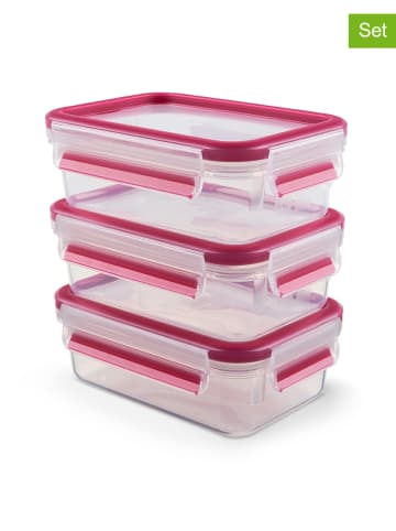 Emsa 3er-Set: Frischhaltedosen "Clip & Close" in Rot - 550 ml