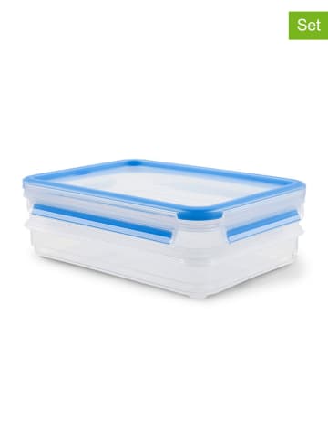 Emsa 2er-Set: Frischhaltedosen "Clip & Close" in Blau - 600 ml