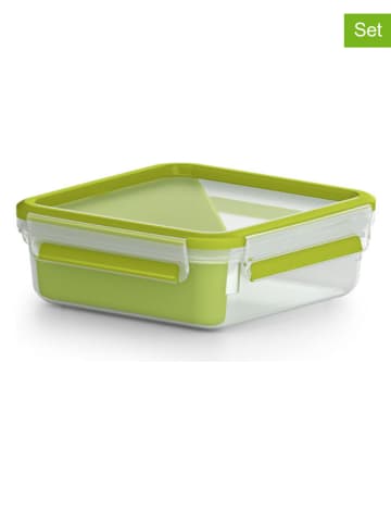 Emsa 2er-Set: Lunchboxen "Clip & Go" in Grün - 850 ml