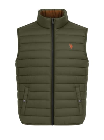 U.S. Polo Assn. Kamizelka pikowana w kolorze oliwkowym