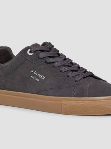 s.Oliver Leder-Sneakers in Anthrazit