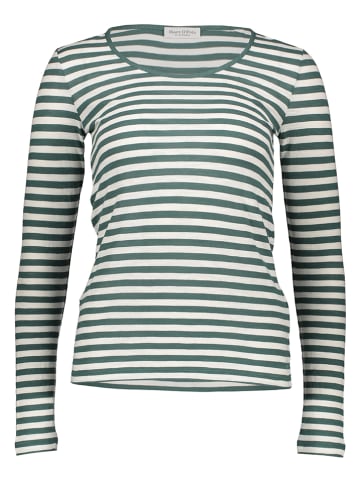 Marc O'Polo Longsleeve in Grün/ Weiß
