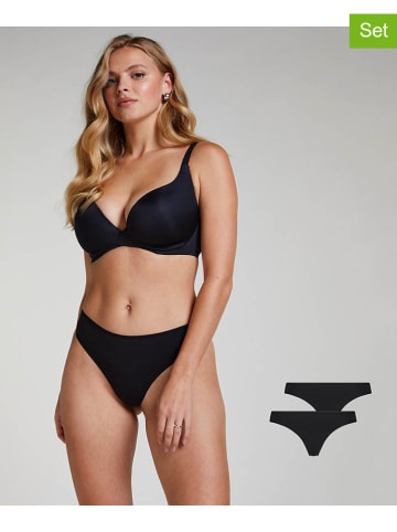 Hunkemöller Stringi (2 pary) w kolorze czarnym