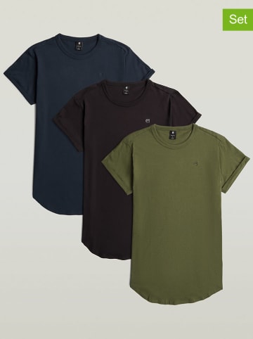 G-Star 3er-Set: Shirts in Oliv/ Schwarz/ Dunkelblau