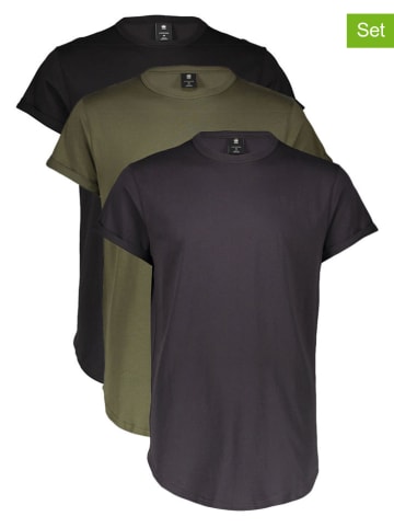 G-Star 3er-Set: Shirts in Schwarz/ Khaki/ Dunkelblau