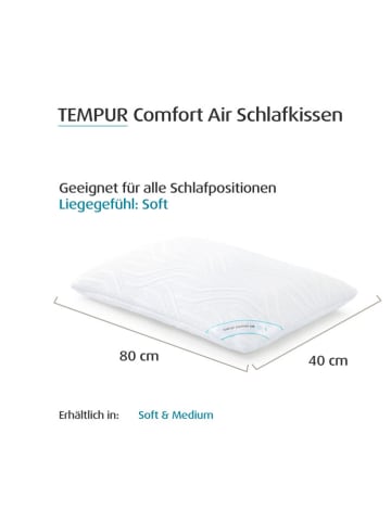 Tempur Slaapkussen "Comfort Air - Weich" wit - (L)40 x (B)80 cm