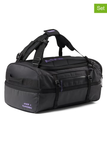 AEVOR 2tlg. Set: "Blackroll Edition" - Reisetasche und Massagerolle in Schwarz/ Lila - (B)52 x (H)34 x (T)25 cm