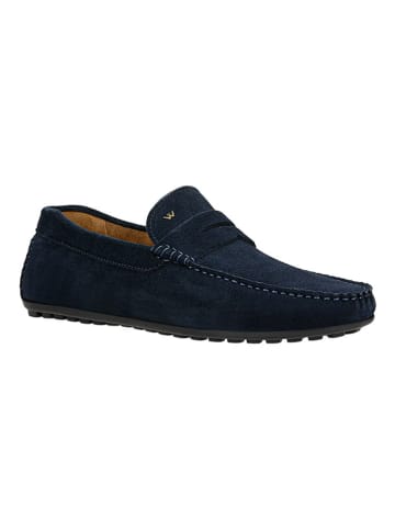 Wojas Leren mocassins donkerblauw