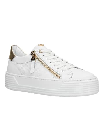 Wojas Leren sneakers wit/goudkleurig