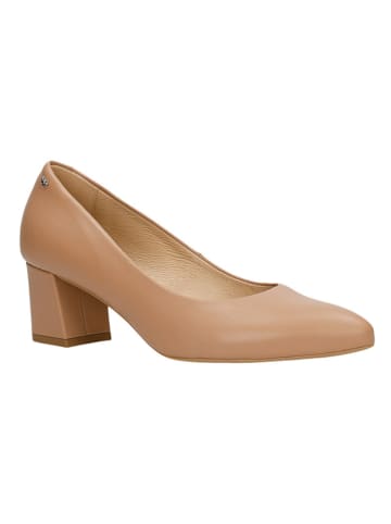 Wojas Leren pumps lichtbruin