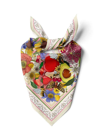 Lucky Bees Tuch in Beige/ Bunt - (L)55 x (B)55 cm