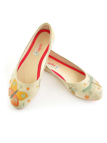 Goby Leder-Ballerinas in Creme/ Bunt