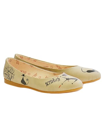 Goby Leren ballerina's beige