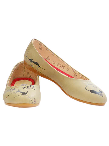 Goby Leder-Ballerinas in Beige