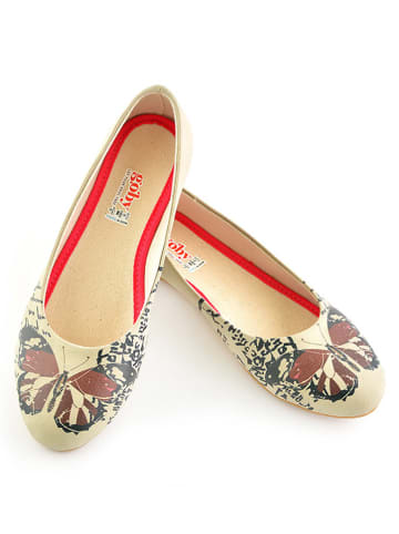 Goby Leren ballerina's beige