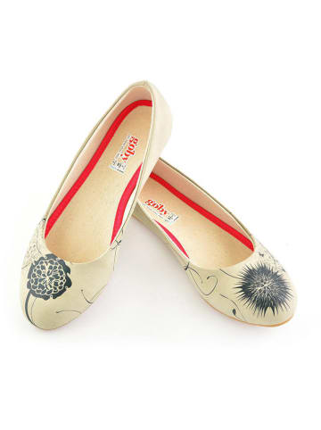 Goby Leren ballerina's crème/zwart