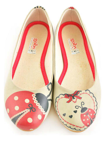 Goby Ballerinas in Beige/ Rot