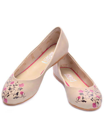 Goby Leder-Ballerinas in Creme/ Pink
