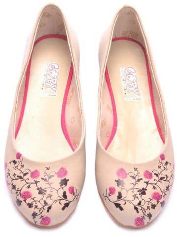 Goby Leder-Ballerinas in Creme/ Pink