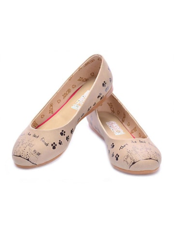 Goby Skórzane baleriny w kolorze kremowym