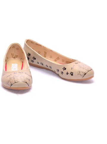 Goby Leder-Ballerinas in Creme