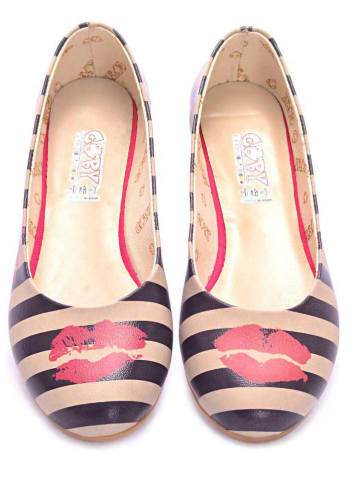 Goby Leder-Ballerinas in Creme/ Schwarz