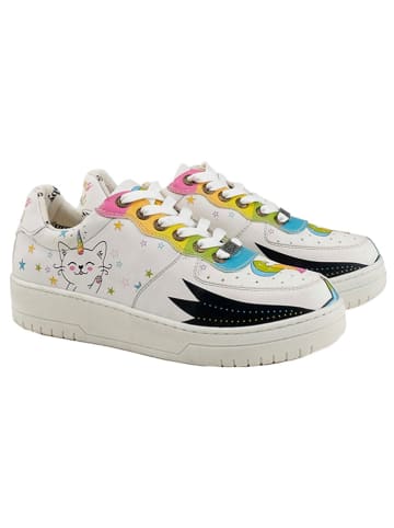 Goby Leder-Sneakers in Weiß/ Bunt