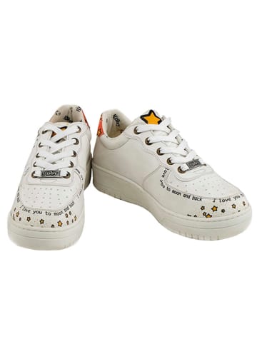 Goby Skórzane sneakersy w kolorze białym ze wzorem