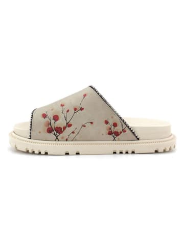 Goby Leren slippers beige