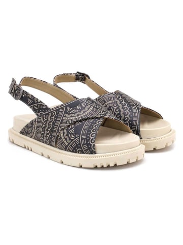 Goby Leder-Sandalen in Beige/ Anthrazit
