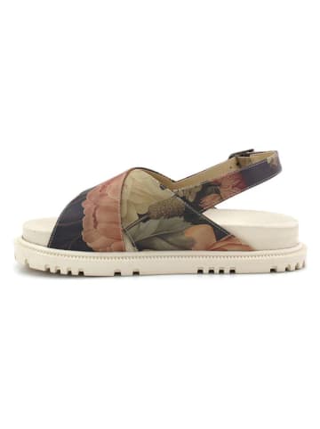Goby Leder-Sandalen in Beige/ Anthrazit