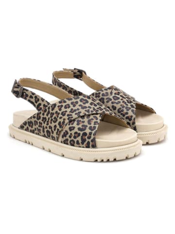 Goby Leren sandalen beige/zwart/donkerbruin