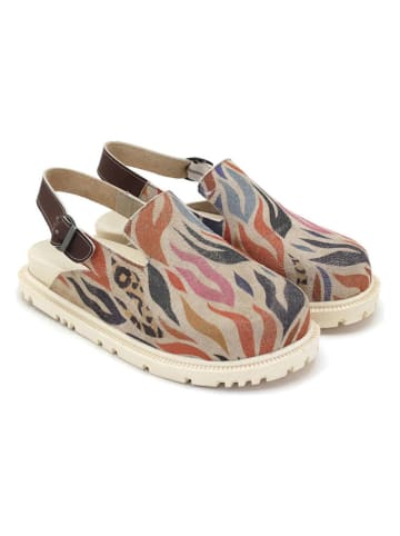 Goby Leder-Clogs in Beige/ Hellbraun