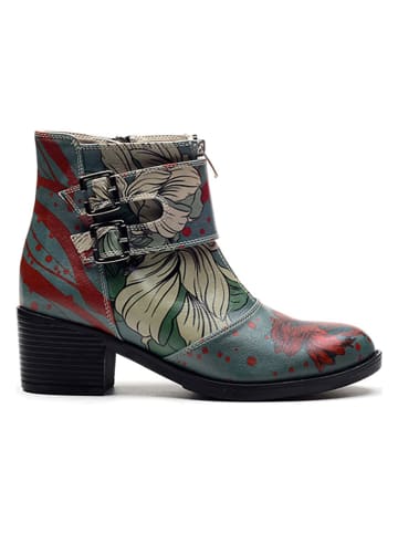 Goby Sztyblety w kolorze beżowo-błękitnym ze wzorem