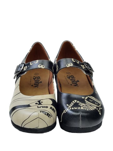 Goby Spangenballerinas in Creme/ Schwarz