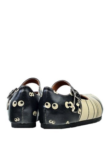 Goby Spangenballerinas in Creme/ Schwarz