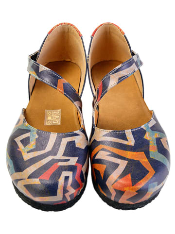 Goby Leren ballerina's donkerblauw/meerkleurig