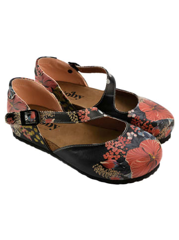 Goby Leder-Ballerinas in Schwarz/ Rot