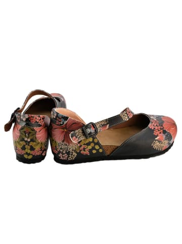 Goby Leder-Ballerinas in Schwarz/ Rot