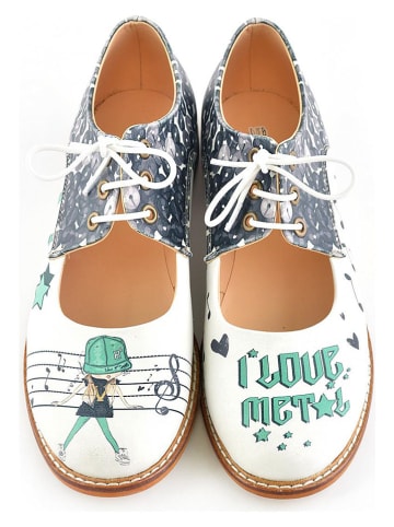 Goby Schnürschuhe in Weiß/ Grün/ Grau