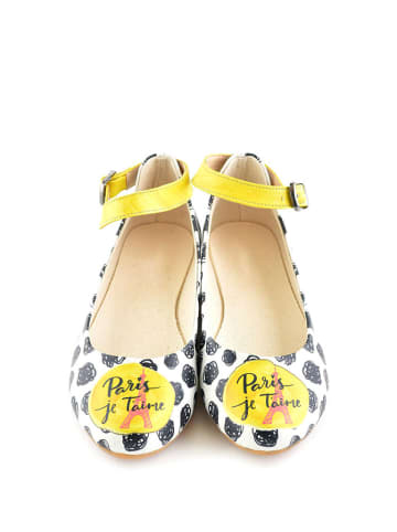 Goby Baleriny w kolorze biało-czarno-żółtym