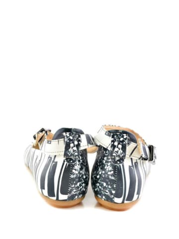 Goby Baleriny w kolorze biało-czarnym ze wzorem