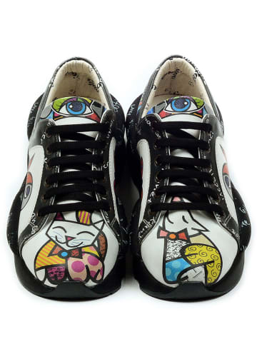 Goby Leder-Sneakers in Schwarz/ Bunt