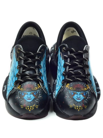 Goby Leder-Sneakers in Schwarz/ Blau