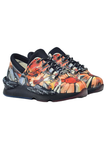 Goby Leder-Sneakers in Schwarz/ Orange