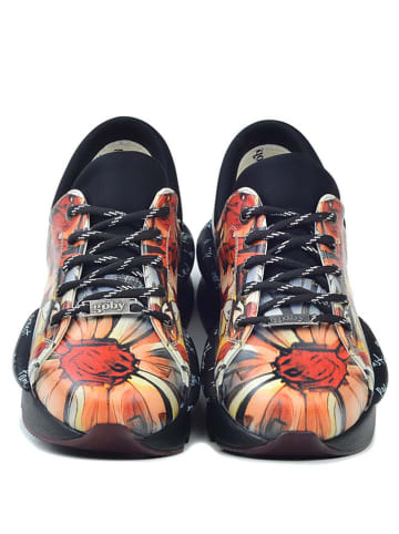 Goby Skórzane sneakersy w kolorze pomarańczowo-czarnym