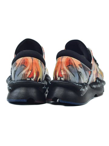 Goby Leder-Sneakers in Schwarz/ Orange