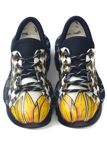 Goby Leren sneakers zwart/geel