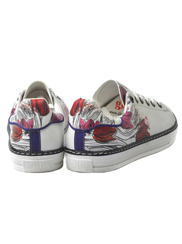 Goby Skórzane sneakersy w kolorze biało-czerwonym